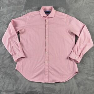 Esquire Slim Fit Non‎ Iron Pink Striped Dress Shirt Mens 16 1/2 34/35